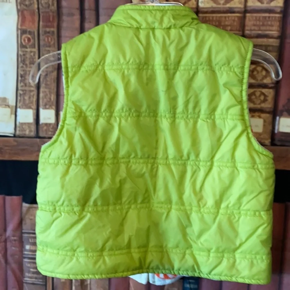 Gymboree Reversible Puffer Vest Lime Green Candy Print Girls 5